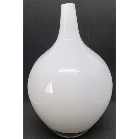 Mouth Blown White Bud Vase  6.5" Tall - Picture 2 of 6